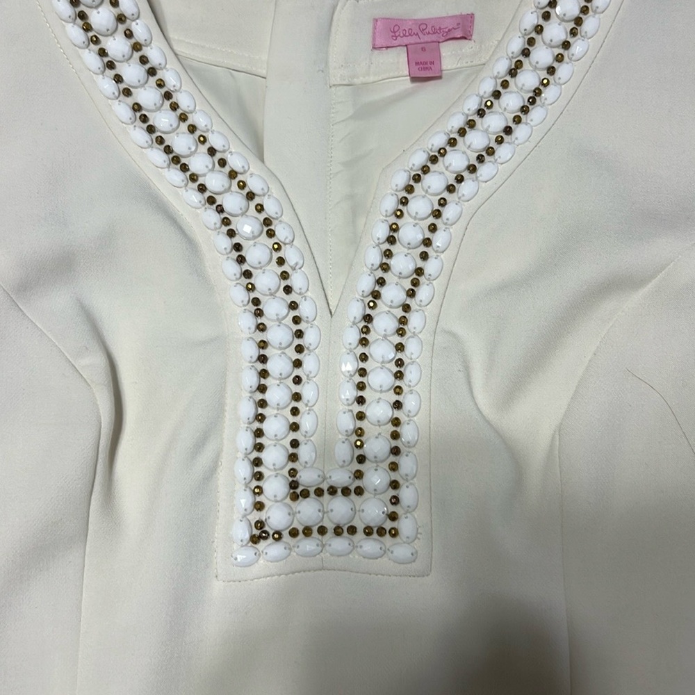 Lilly Pulitzer Cream Embellished Women's Top